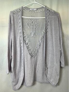 Ricki's Lace Trim Open Front Cardigan Women's Large